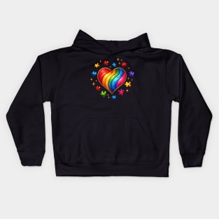 Rainbow Heart Autism Awareness Gift for Birthday, Mother's Day, Thanksgiving, Christmas Kids Hoodie